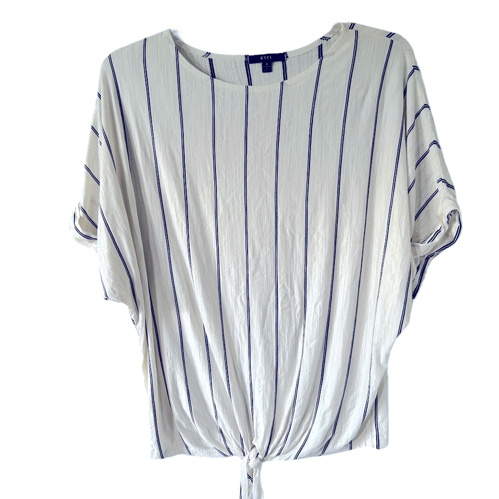 GYFT Oversized Dolman Sleeve Jersey Top in Black & White Stripe-Size S
